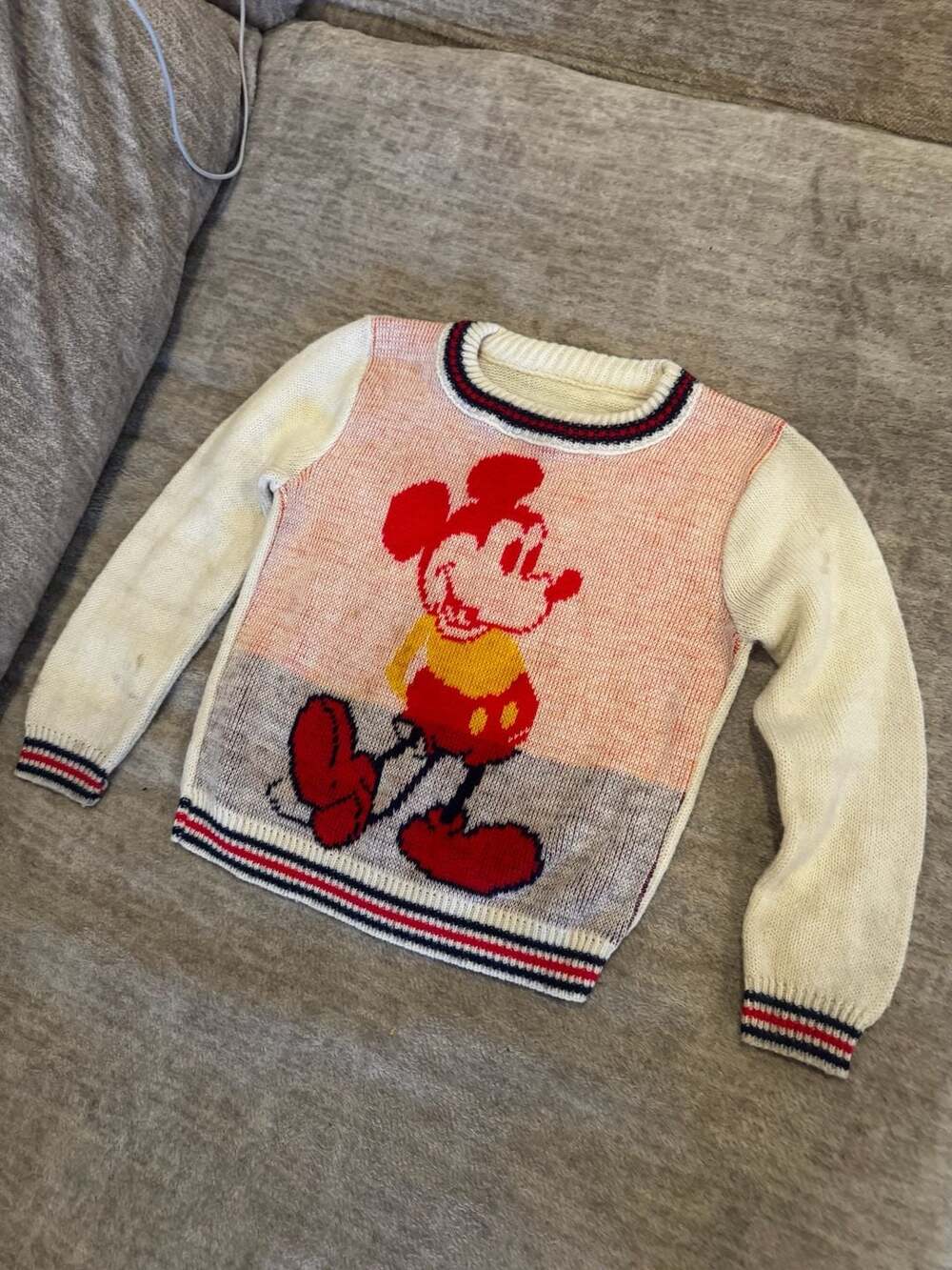 Vintage Mickey Mouse Knit Sweater size 4t May Knitting